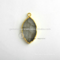 Wholesale Labradorite Slice Bezel Station Micron Plaqué or Sterling Silver Bezel Connector and Charm Exporters